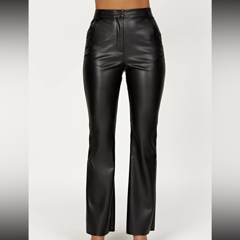 Meshki Tyra Straight leg faux leather pants • Size XS • black
